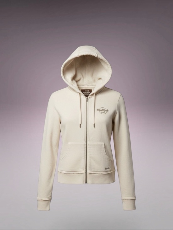 Hard Rock Cafe Jackets & Blazers - Hard Rock Seminole/Tampa Cream Hooded Zip Jacket with Heart Patch